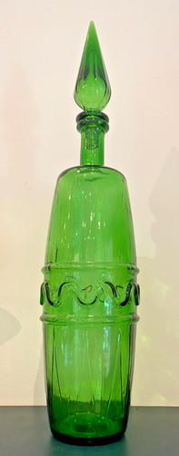 Vintage green glass genie - green,