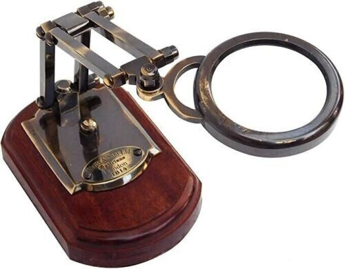 Magnifying glass wood base - magnifying, on