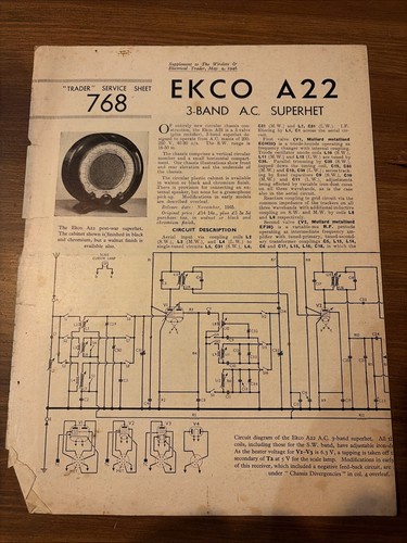 Ekco a22 vintage - ekco, trader
