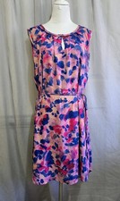 Simply Vera Wang Dress s.16 Pink & Blue Sleeveless Waist Tie 