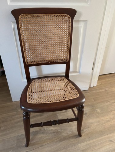 Vintage wooden chair with cane - vintage,