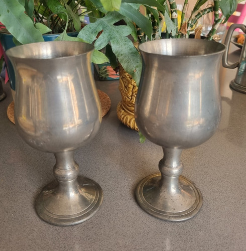 Pair pewter goblet - cups, of