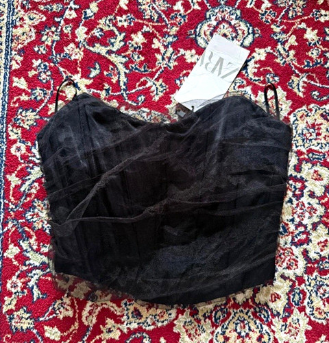 Zara black mesh bustier - mesh, corset