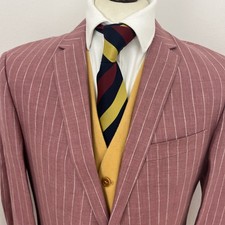 Samuel Windsor Mens 40R Pink Linen Boating Blazer Striped Regatta Mod BNWT New.