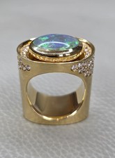 Peter Plöderl 18ct Gold Black Opal And  Diamond Cocktail Ring D2.20ct 26.8g