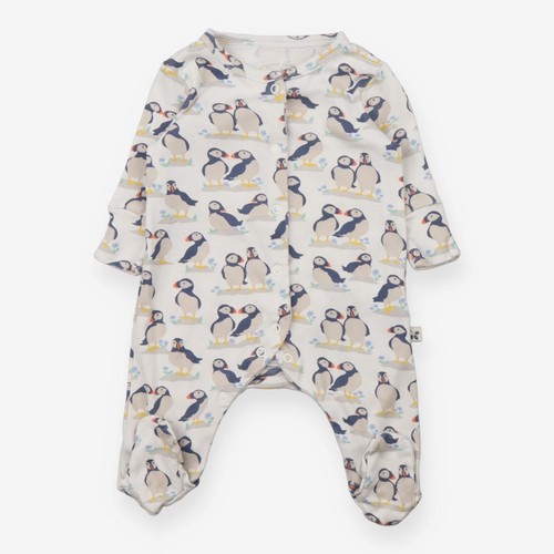 Frugi white puffin sleepsuit - frugi,,