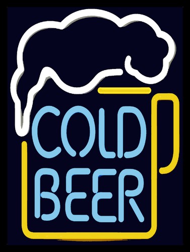 Cold beer neon print retro - beer,