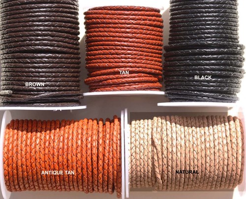 Platted leather cord - cord, 3mm