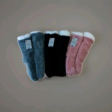  3x Country Club Teddy Slipper Socks S/M Sherpa Lined Anti Slip Cosy Warm