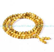 Fashion Gold Tiger's Eye 6/8/10mm 108 Prayer Bead Tibet Buddhist Mala Necklace