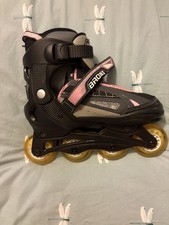 Bronx Adjustable Inline Quad Roller Skates - Black/Pink/Grey - Adjust Size 4-7