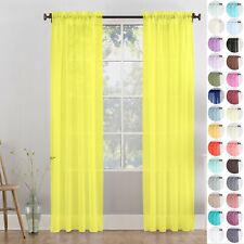 A pair of high quality Voile & cotton-look Voile slot Curtain 2 Panels 11 sizes