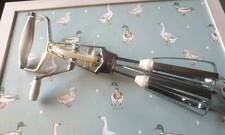 Vtg Retro Prestige Rotary Hand Held Egg Beater Whisk White Stainless Steel 