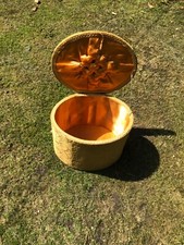 Vintage 1950's Gold Brocade Small Bedroom Ottoman - size 40cm by 30 by 30cm