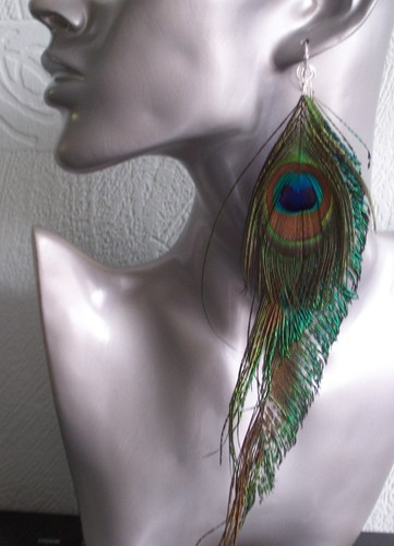Peacock feather sword - sword, earrings