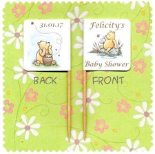 20 PERSONALISED WINNIE THE POOH BABY SHOWER CUP CAKE FLAG Topper Party Food 