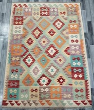 Tribal Handmade Afghan/Turkish Kilim Rug, Wool Aztec Kilim Rug,Size 207x152 CM