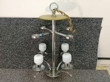 Art Deco Chrome and Glass 4 Branch Ceiling Light Fitting Chandelier