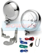 2x 5" BMW Mini Chrome SpotLights SpotLamps Kit With Brackets And Wiring Kit