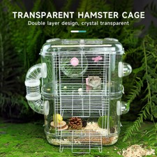 2 Tier Hamster Cage Carrier Small Animal House with Exercise Wheels Tunnel Tube