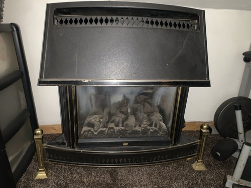 Vintage gas fireplace brass - gas,