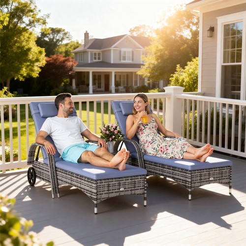 Rattan sun lounger - sun, wicker