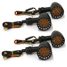 4PCS For Harley Sportster XL 1200 883 Amber LED Turn Signal Lights Black Bullet