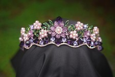 Purple Crystal Floral Tiara