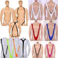 UK Men's One Piece Mankini Thong Bodysuit Underwear Costume Lingerie Fancy Dress