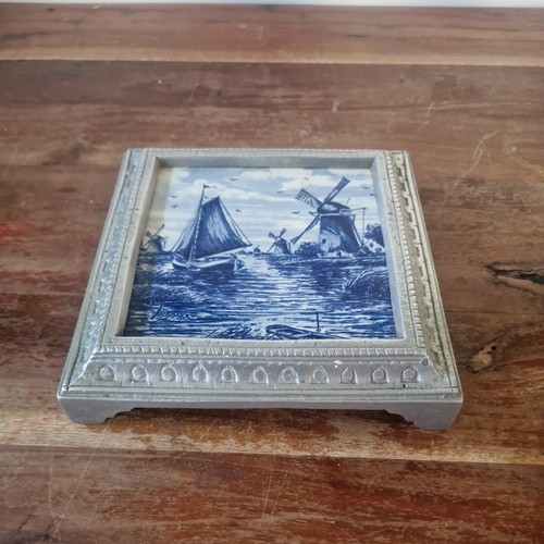 Vintage blue white delft tile - blue/white,