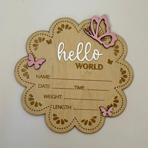 Wooden baby birth - birth, announcement