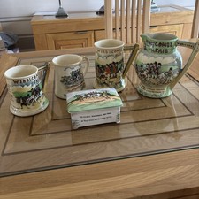 1920's Widdicombe Fair Musical Jug From Crown Devon Art Deco Style set of 5