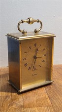 Vintage Swiza Brass 8 Day Alarm Clock with Carriage Clock Design Working Order