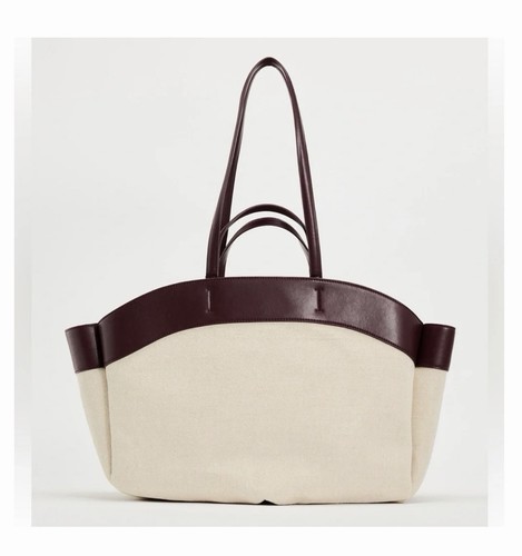 Zara canvas tote bag burgundy - canvas,