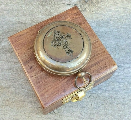 Antique compass vintage brass - antique,