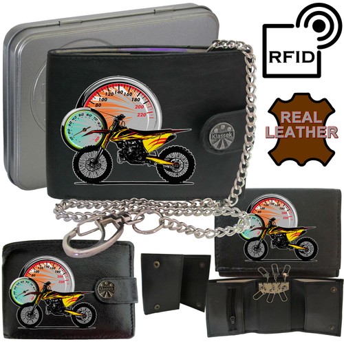 Motorbike leather wallet - leather, soft