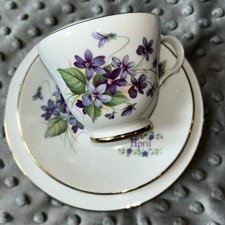 Vintage Crown Trent Fine Bone China  Cup & Saucer  "SEPTEMBER" Stafford, England
