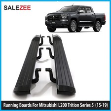 BLACK RUNNING BOARD SIDE STEPS RAILS FOR MITSUBISHI L200 TRITON SERIES 5 15-19