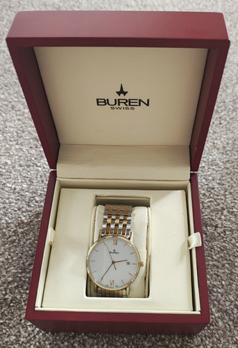 Buren gents watch date display - buren,