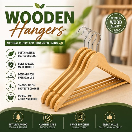 Natural wooden coat - natural, hangers