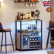 Wooden Home Bar Cabinet Wine Racks Wine Drinks Cabinet with Glass Rack LED light