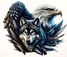 WOLF & EAGLE FANTASY Sticker