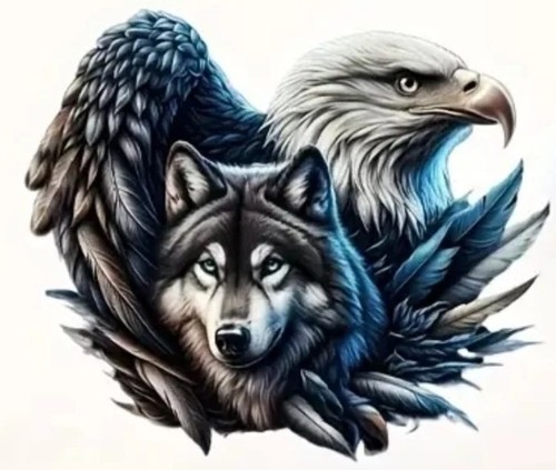 Wolf eagle fantasy sticker - wolf,
