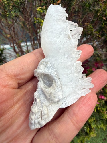 Quartz crystal skull carving - quartz,
