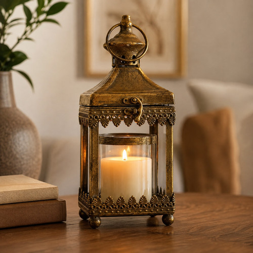 Metal gold candle - gold,
