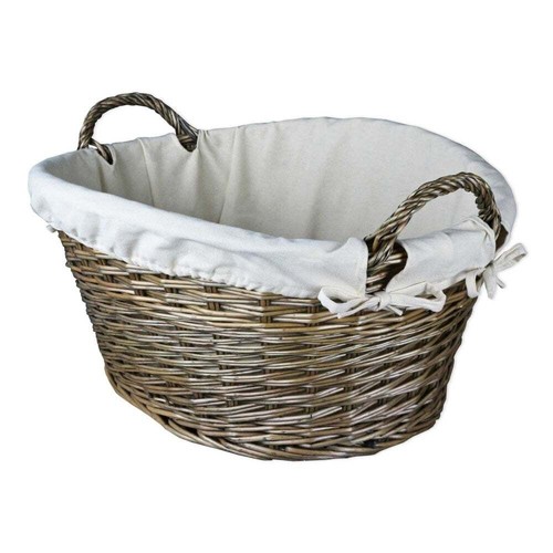 Wicker washing basket grey - wicker,