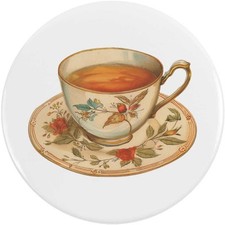 'Vintage Floral Teacup' Button Pin Badges (BB054290)