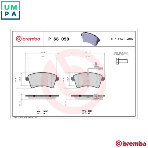 Brake pad set disc - p, 68