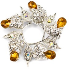 NEW SILVER BROOCH PINS LARGE CRYSTAL COSTUME JEWELLERY LADIES STERLING PLATED UK