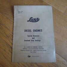 Lister Diesel Engines Special Guvernor and Overload Stop Settings Handbook 1712